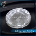 China flat base oval checkerboard white crystal glass stone